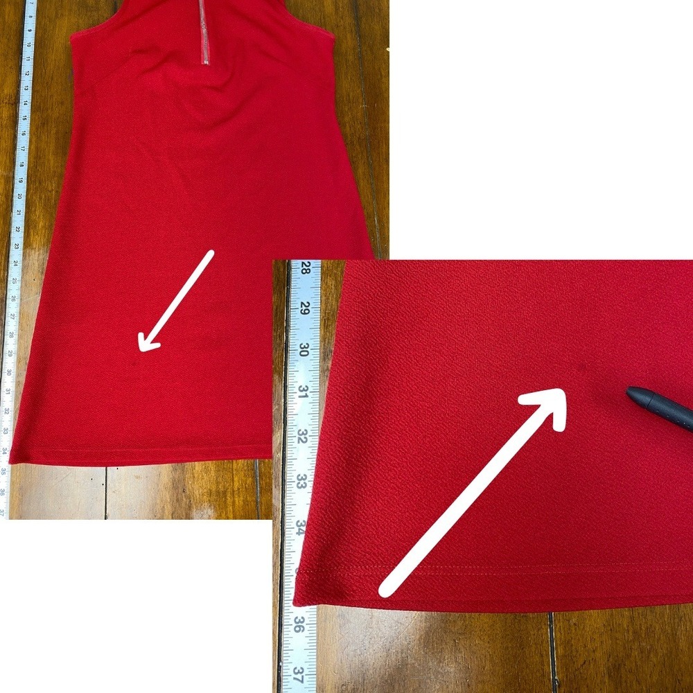 Boston Proper, Red 60's style Sleeveless O-Ring Quarter Zip Collar Mini Dress XS - Picture 8 of 8